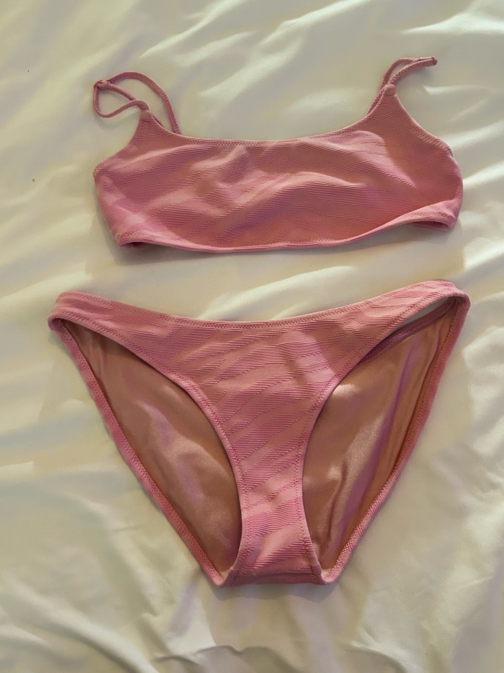 triangl swimwear Pink Ribbed Bikini Set